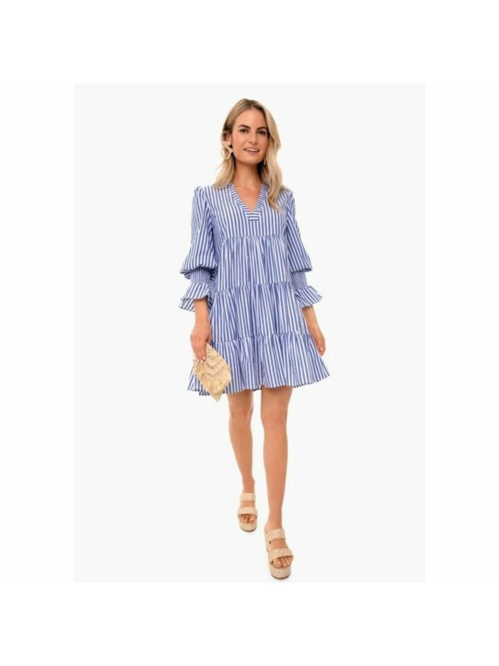 Pomander Place by Tuckernuck Kenzo Mini Dress Blue/White Stripe Tiered size XL